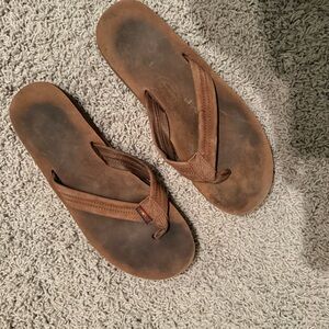 Men's Brown Leather Flip Flops